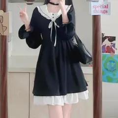 【ワンピース】フリルセーラーカラーワンピース