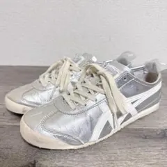 オニツカタイガー メキシコ66 レースアップスニーカー 25cm シルバー×白