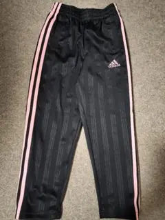 adidas キッズ ロングパンツ 120 ブラック×ピンク