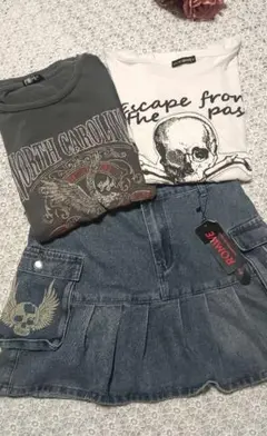 Y2K フェアリーグランジ　髑髏ドクロヒョウ柄など4点セット