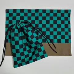 市松模様☆巾着&ランチマット