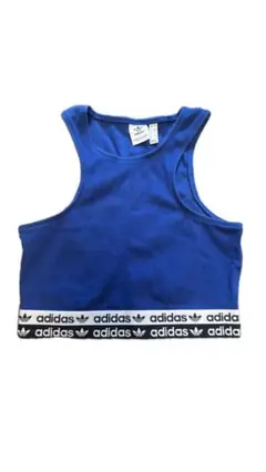 adidas 青 タンクトップ ロゴ入り