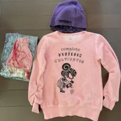 ヒスミニトレーナーと帽子と巾着のセット