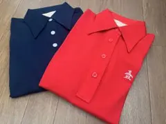 マンシング　ロゴ 長袖ポロシャツ 赤・紺