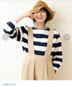 studio CLIP 鹿の子ワイドボーダープルオーバー　L