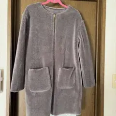 グレー ムートン風ハーフコート　リバーシブル