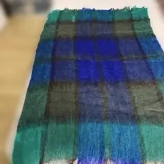 青緑チェック柄ラグ　80cm x 120cm イギリス製