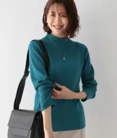 GLOBAL WORK　メルティハイネックリブプルオーバー　ピーコックブルー　M