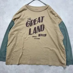 J1205 ライムインク 切替カットソー ロンT　ロゴ　異素材 長袖Tシャツ F