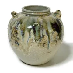 信楽焼の花瓶《八山作 花器 壺 陶器 伝統工芸品 華道具 骨董品 古美術 中古》