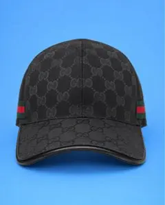 美品GUCCI グッチ GGキャンバス シェリーライン ベースボールキャップ 黒 GUCCI（グッチ） キャップ 帽子 メンズ レディース ベースボール
