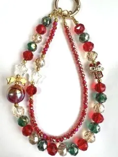 スマホストラップ 赤 ゴールド 縁起 招き猫 福 チャーム ビーズ かわいい