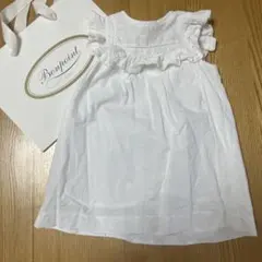 ⑥Bonpoint フリル付きホワイトワンピース