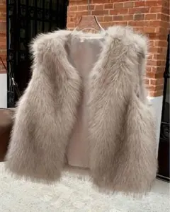 未使用◆ベージュファーベスト