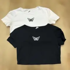 SHEIN 蝶刺繍 クロップドTシャツ 11-12Y