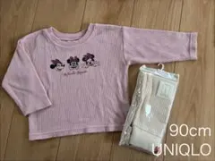 【新品】UNIQLOレギンスパンツ＆ミニーちゃんワッフルロンT 90cm