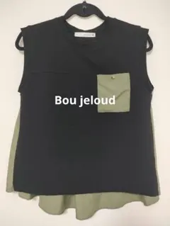 Bou jeloud　異素材切替 ノースリーブカットソー 　フリーサイズのサムネイル