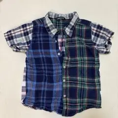 COMME CA ISM 半袖チェックシャツ 110A