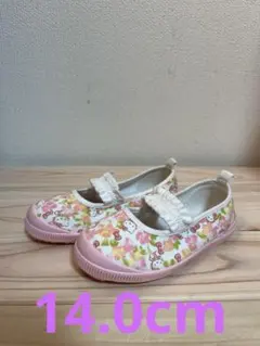 ハローキティー 花柄 上履き　スクールシューズ　14.0cm