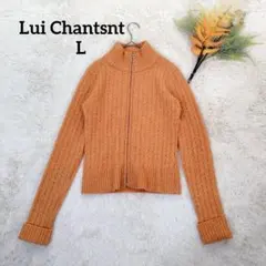 ルイシャンタン レディース長袖ニット(L)オレンジ ジップアップ タートルネック