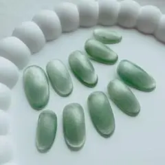 ネイルチップ マグネット シンプル ミントグリーン キラキラ