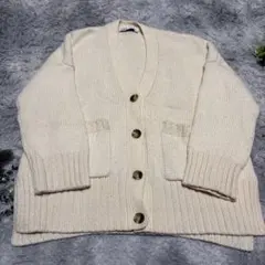 ZARA ザラ ボリュームニット カーディガン S アイボリー 厚手