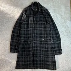 DIESEL ディーゼル チェスターコート ロングコート チェック ブラックXL