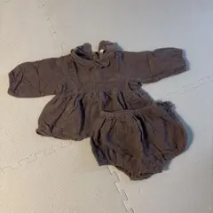 セットアップ　ベビー　長袖　淡色　ブルマ　フリル　ブラウン　女の子