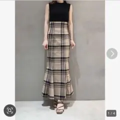 SNIDEL スナイデル ハイウエスト タイト ヘムフレア チェックスカート 0