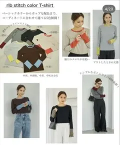 ワ*ネ様 しまむら 田中里奈 mysa closet テレコ配色Tシャツ ブラウ