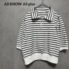 ASKNOWAS plusアズノゥアズ　ストライプポロシャツ ホワイトブラック