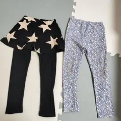 110cm 星柄スカッツ、ユニクロ花柄レギンスセット タグ切りあり