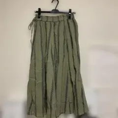 オリーブグリーン ストライプ フレアスカート