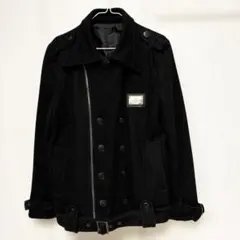 【ハイドロゲン】ダブルライダースジャケット ウール混紡素材　黒 M