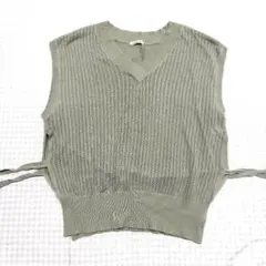 ​OLIVE des OLIVE サイドリボン メッシュ ニット ベスト
