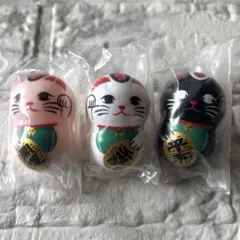 【新品】猫 招き猫 起き上がり小法師 クーナッツジャパン 3個セット