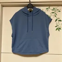 SHEIN ブルー フード付き 半袖ベスト L