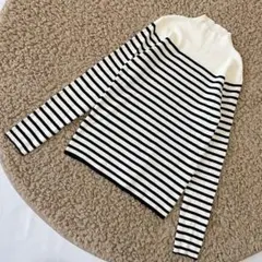 ボーダー ハイネック リブニット 長袖 着回し しまむら コラボ M