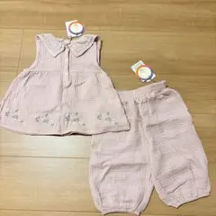 ベビー服 セットアップ ピンク 花柄 刺繍のサムネイル