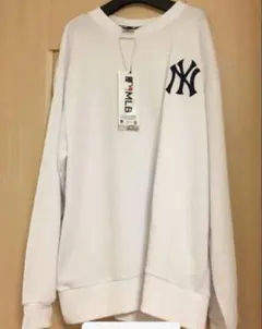 MLB ニューヨーク・ヤンキース スウェット トレーナー ロゴ刺繍 ホワイト L