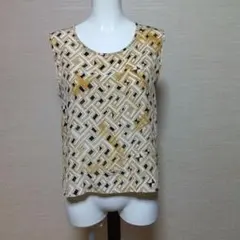 ✨️ Max Mara シルク ノースリーブ トップス イタリア製 総柄 白タグ