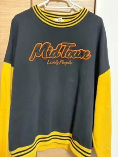 WEGO トレーナー L ブラック イエロー 切替 刺繍ロゴ ゆったり