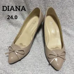 DIANA ダイアナWELL FIT パンプス リボン　ベージュ　24.0