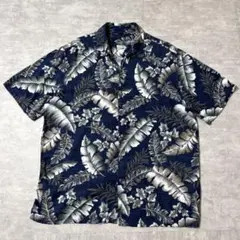 90s vintage シルク100% アロハシャツ ボタニカル リーフのサムネイル