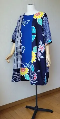 着物リメイク　ぽっちゃりさんもOKの浴衣地チュニックワンピース