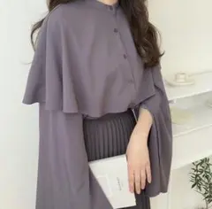LAUIR ラウアー スリットスリーブ ケープ シャツ チャコール M 長袖