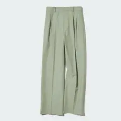 ユニクロ　タックワイドパンツ(ツータック)　ライトグリーン