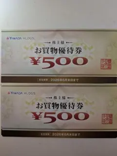 ヤマダ電機 お買物優待券 500円×2枚