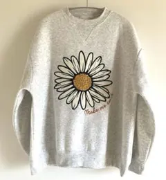 デイジー刺繍 裏起毛トレーナー M