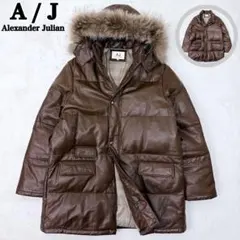 極稀少✨ Alexander Julian　LL　牛革 レザー ダウンジャケット